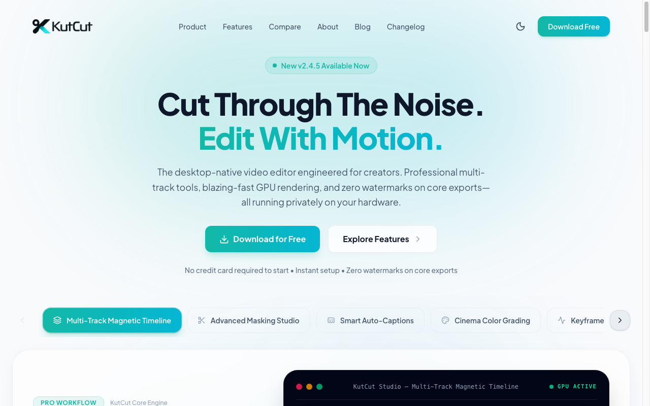KutCut live interface preview